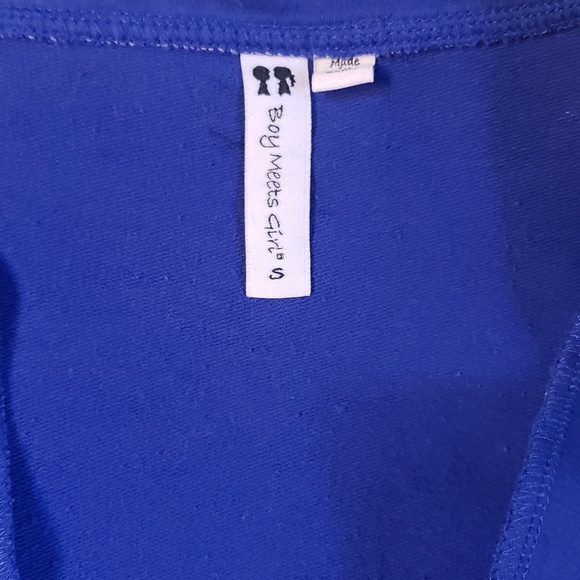 Boy Meets Girl Blue Sweatshirt with Gray Patches - Picture 2 of 4